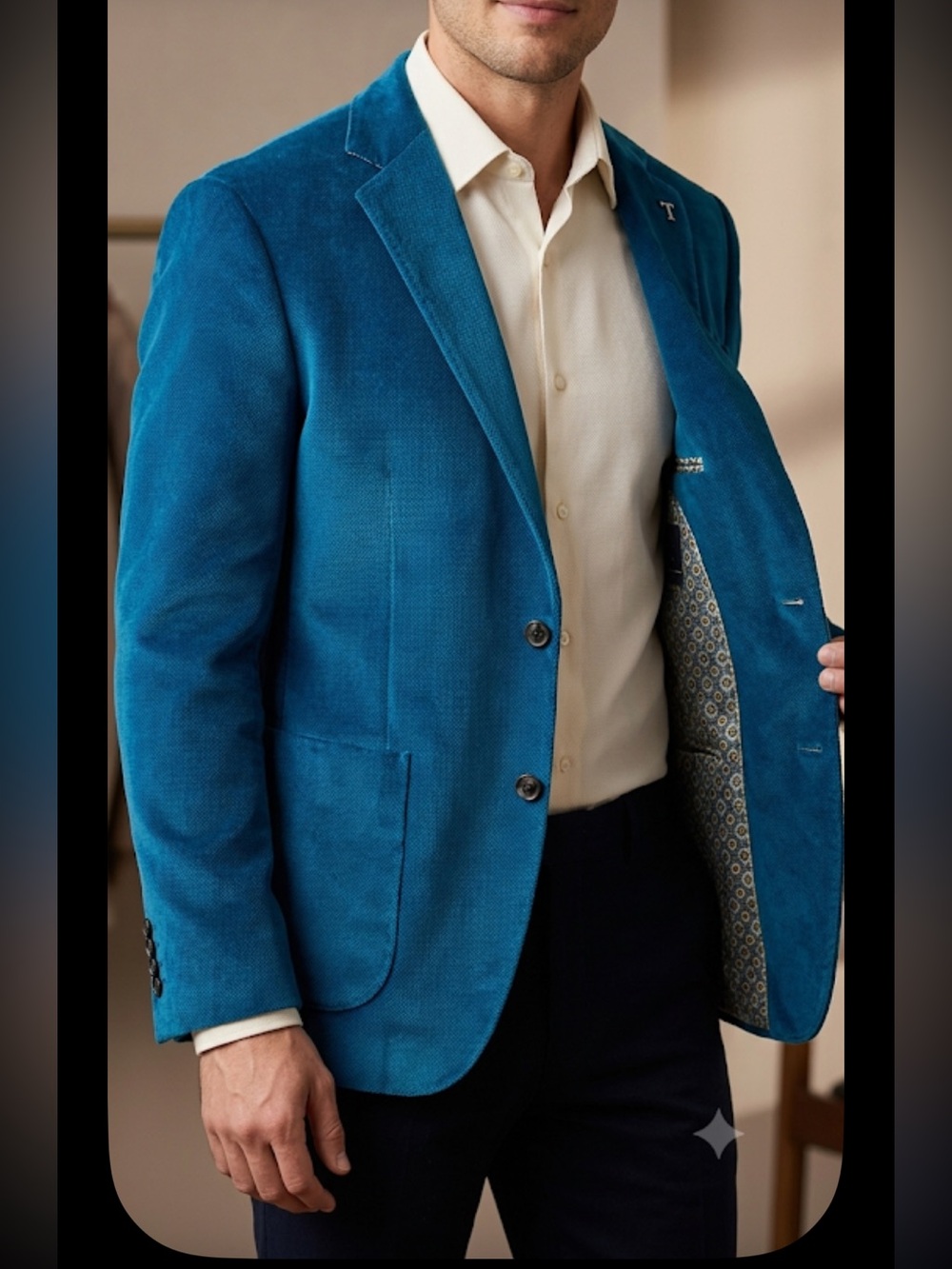 Tailorbyrd Teal Velvet Sport Coat Blazer Men’s 38S